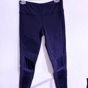 ALO Navy Blue Leggings with Ribbed Detail